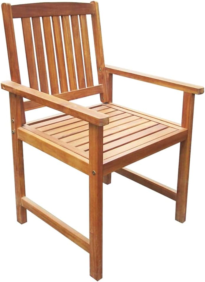 vidaXL Sillas de patio, 2 piezas, silla de comedor de patio con reposabrazos, silla de exterior para terraza, jardín, césped, balcón, patio, madera