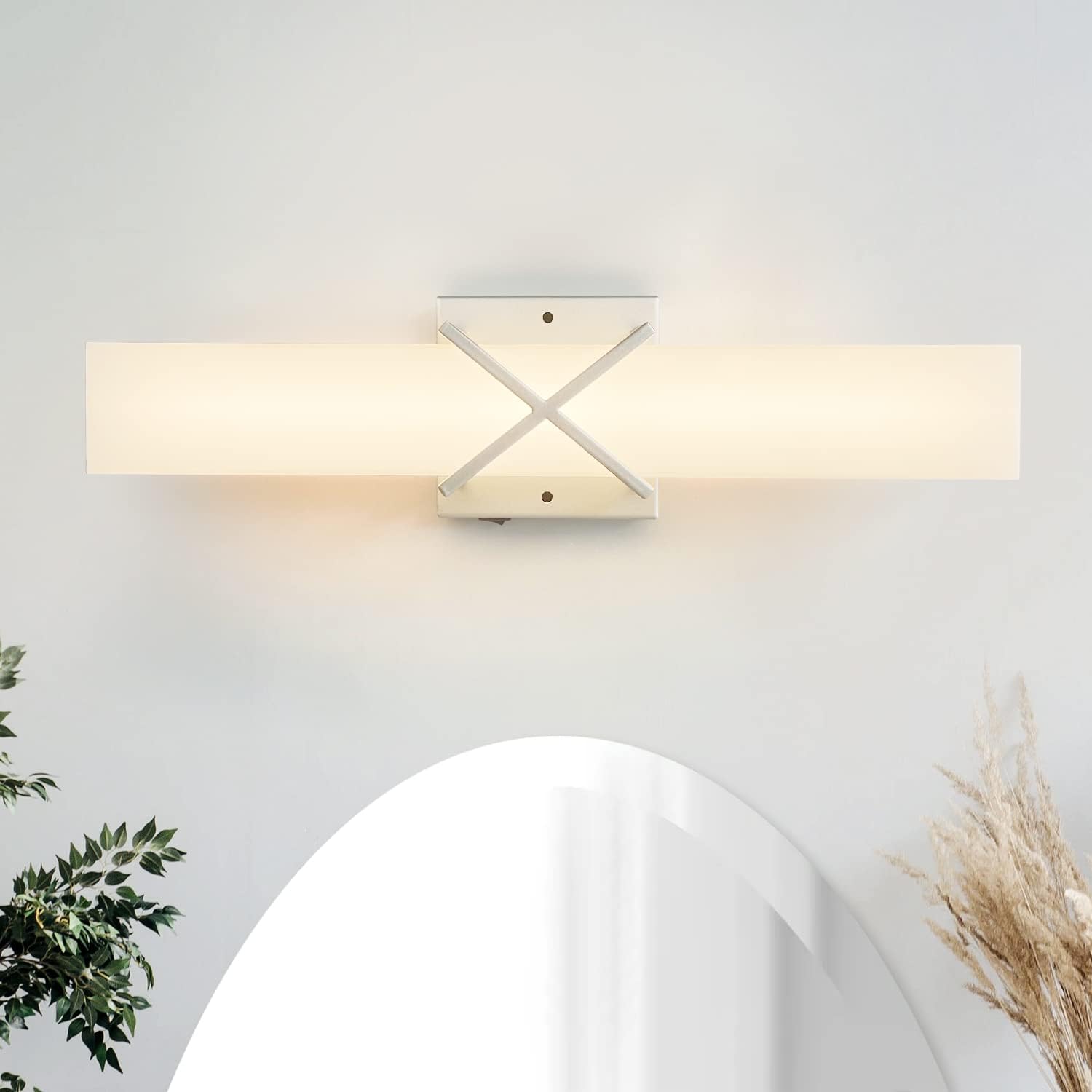 Dream lighting Lámpara LED de 12 V, lámpara de pared con interruptor, acabado plateado champán, 3500 K, 15 pulgadas