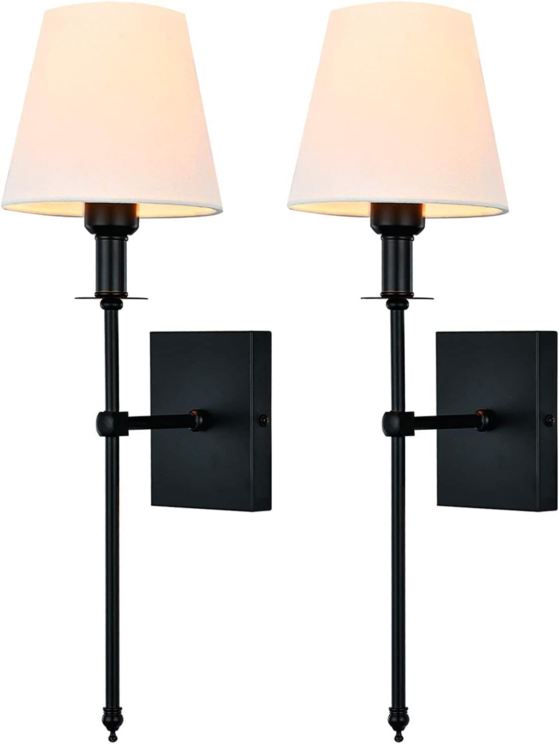 Juego de 2 apliques de pared alimentados por pilas, no requiere cableado, para mesita de noche, pared de TV, salón, granja. Con bombilla regulable