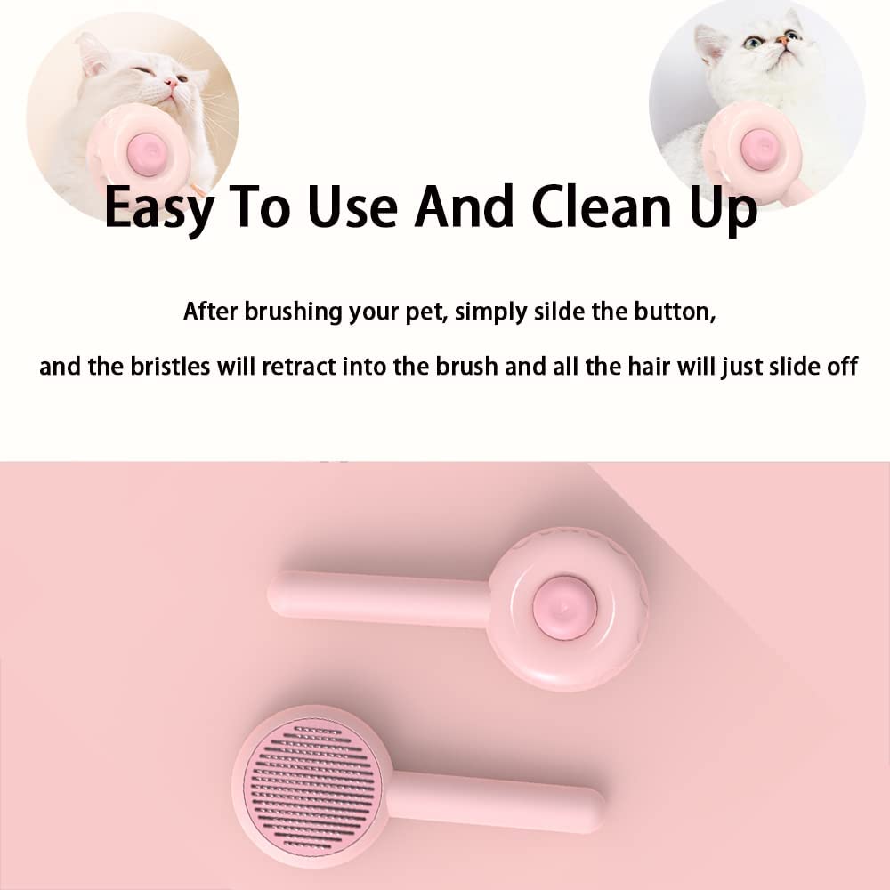 Cepillo para perros y gatos, cepillo autolimpiante para perros y gatos, cepillo de pelo de dona para mascotas para perros y gatos de pelo corto y