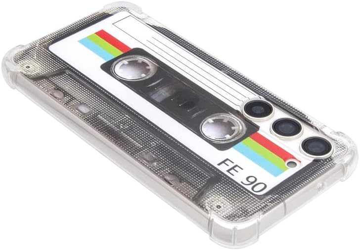 Funda para Galaxy S23 con esquinas reforzadas TPU suave parachoques retro cassette cinta caso compatible con Samsung Galaxy S23