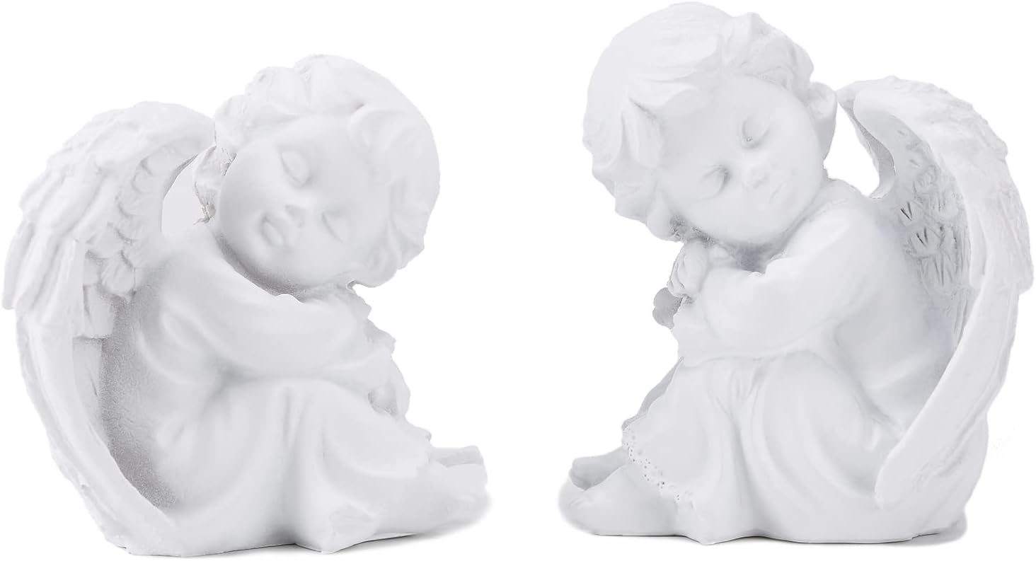 Un par de querubines durmiendo estatua de resina blanco ángulo estatuilla bendiga a las familias decoración del hogar Escultura de querubín