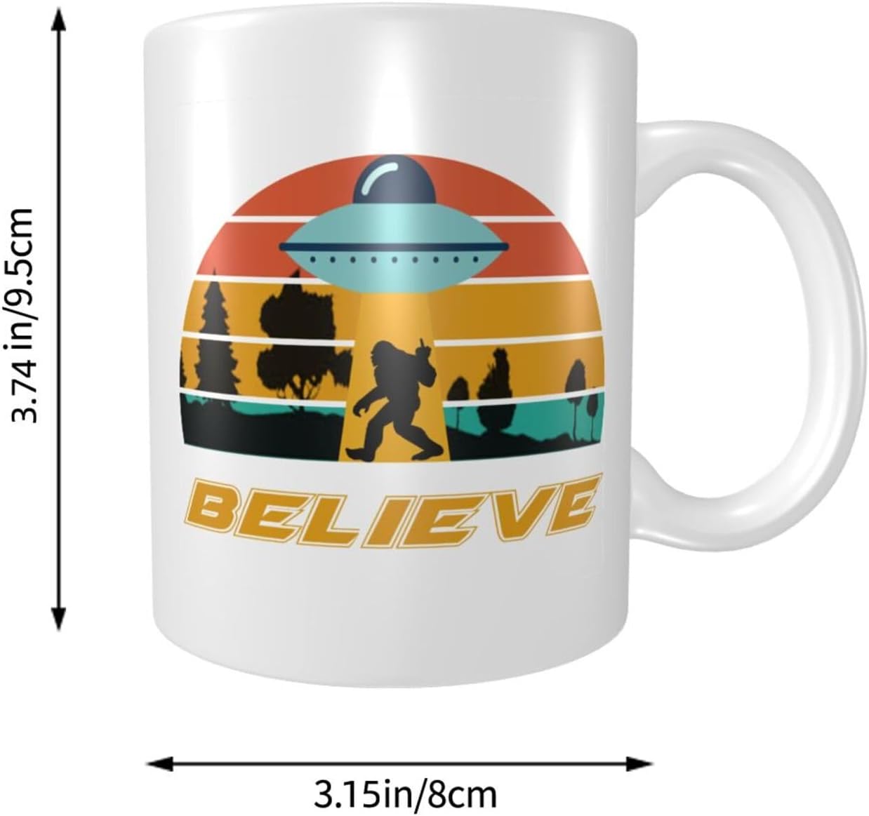 Sasquatch y UFO Alien Believe Bigfoot – Tazas de café, textura elegante y esmalte que se pueden utilizar en oficinas, escuelas, hogar y restaurante,