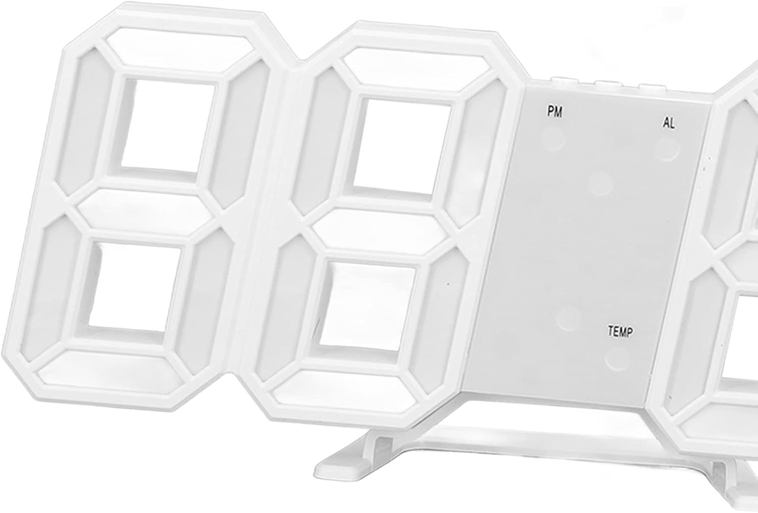 Mokernali Reloj de pared LED 3D, reloj de pared minimalista con marco blanco, reloj despertador digital, con temporizador y temperatura, 9.1 x 3.7
