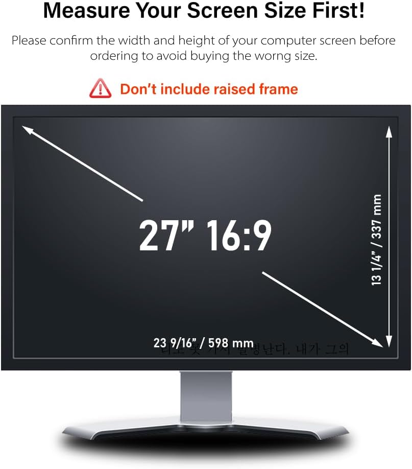 27 pulgadas – Relación de aspecto 169  Filtro de pantalla de privacidad de computadora para monitor de pantalla ancha  Anti-reflejo  Película