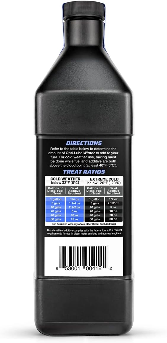 Opti-Lube Fórmula de invierno Aditivo de combustible diesel anti-gel cuarto de galón (1 cuarto de galón – trata 128 galones)