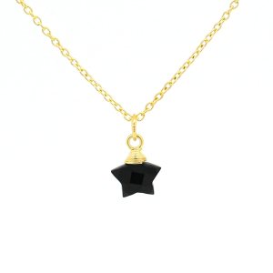 Gempires Black Onyx Star Pendant Necklace for women, black pendant for girls, handmade necklaces with gold plated adjustable chain 18 inch, star Gempires Black Onyx Star Pendant Necklace for women, black pendant for girls, handmade necklaces with gold plated adjustable chain 18 inch, star