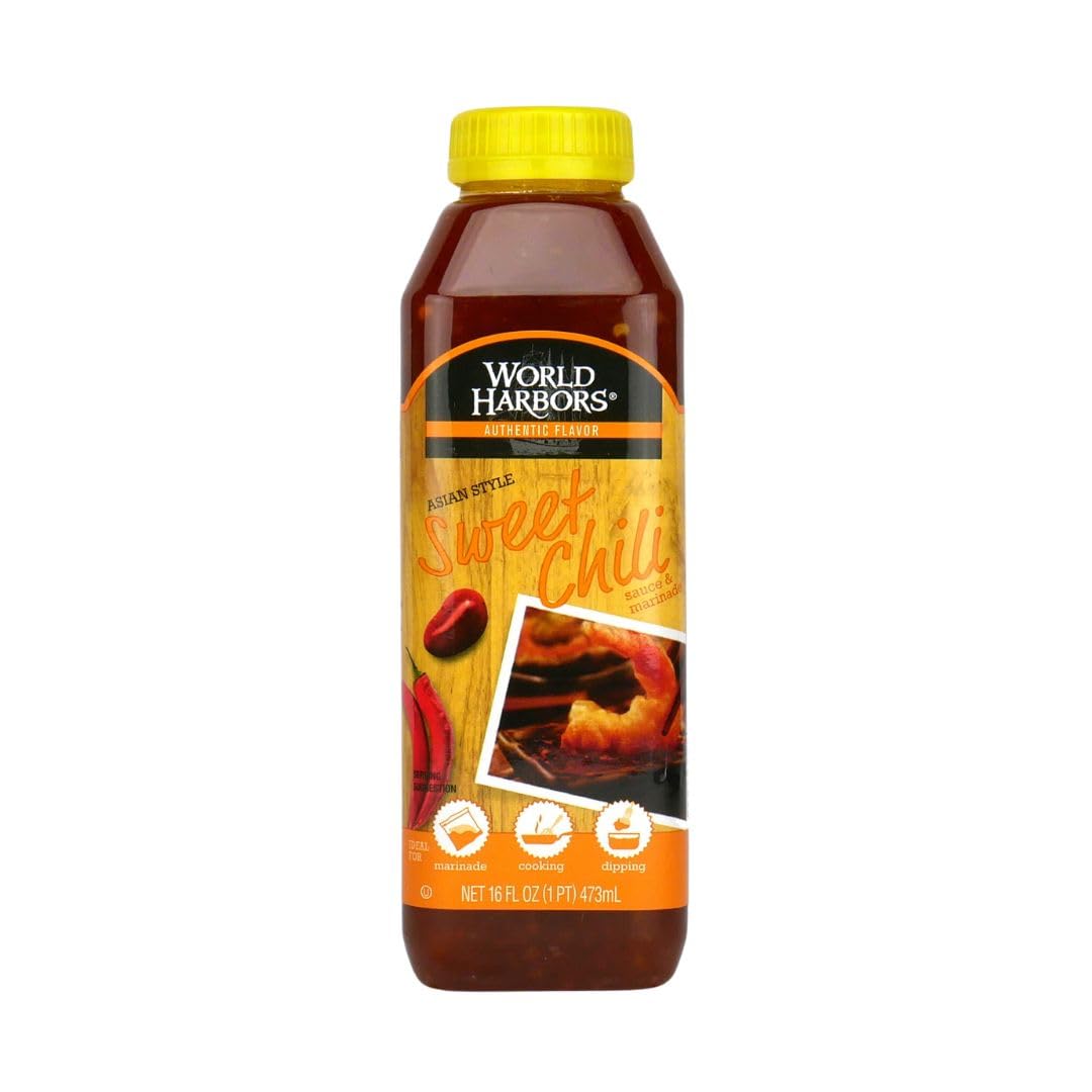 World Harbors Salsa de chile dulce y adobo – Salsa de chile dulce tailandés, ideal para alitas de pollo, mariscos, carnes a la parrilla, ensaladas,