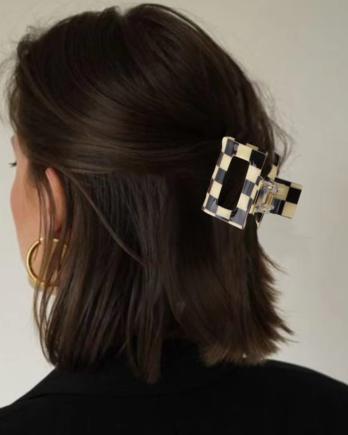 Paquete de 6 pinzas para el cabello a cuadros, pinzas de pelo cuadradas multicolores medianas, pinzas antideslizantes para el cabello, accesorios de