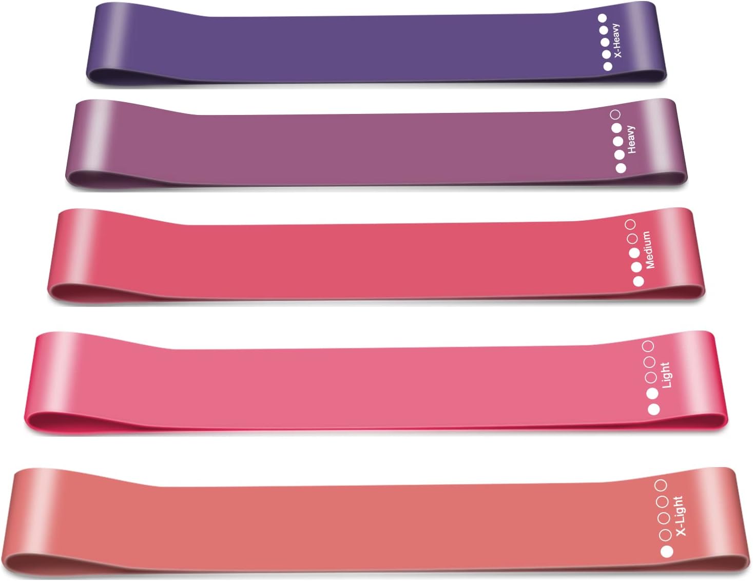 Banda de resistencia para mujeres y hombres, juego de 5 niveles de resistencia diferentes para gimnasio, entrenamiento, yoga, pilates, hogar (morado)