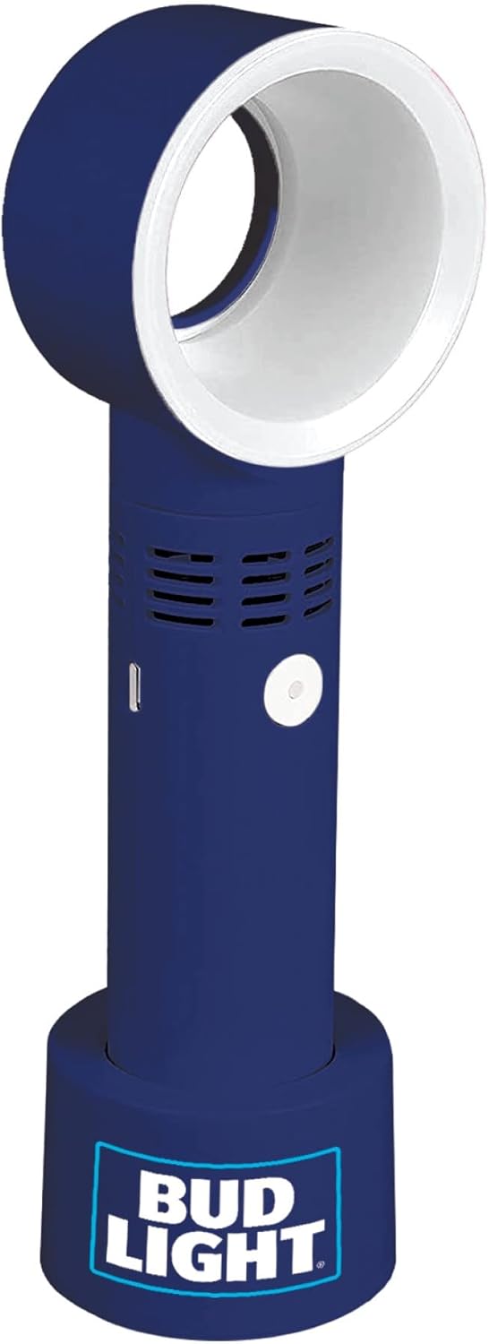Gabba Goods Bud Light – Ventilador de mano sin aspas, mini ventilador portátil con batería recargable USB, 3 velocidades, para viajes, campamento,