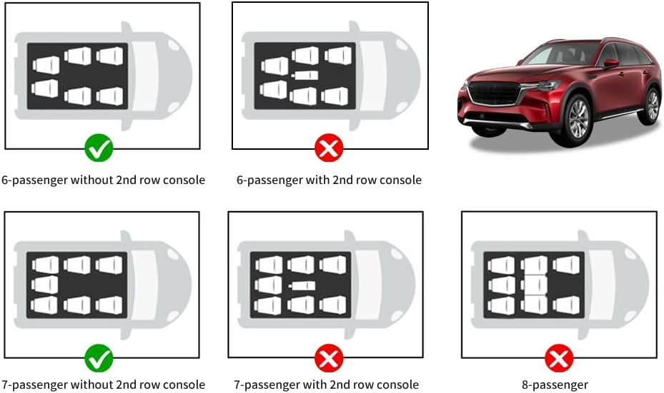 -Alfombrillas personalizadas para todo tipo de clima para Mazda CX-90 2024  cx90 PHEV (6 y 7 plazas sin consola de segunda fila, 3 filas cortables),