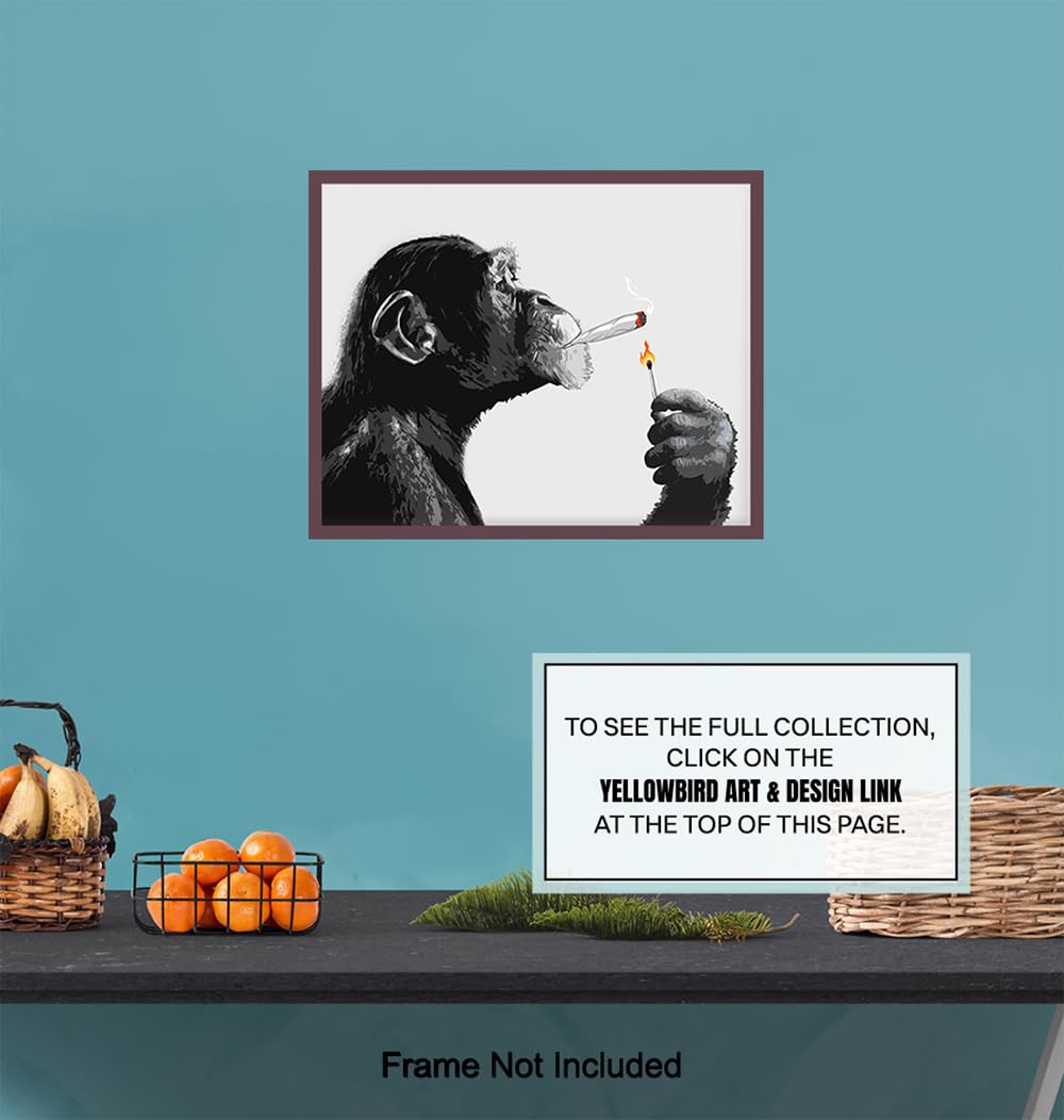 DOPE Chimp Smoking Weed LARGE 11×14 – Psychedelic Room Decor – Marijuana Gifts for Men – Dope Posters – Trippy Wall Art – Cannabis Art Print –