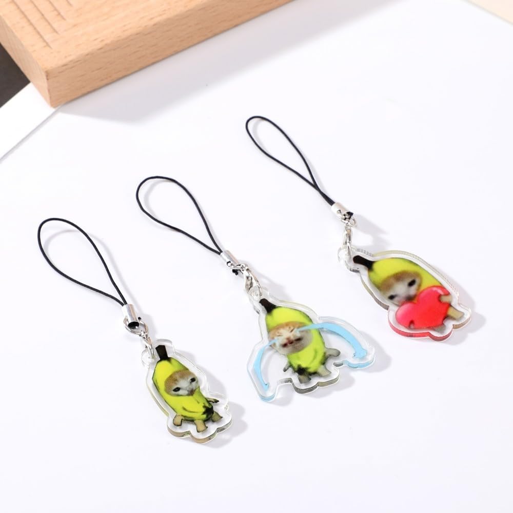 EXPHAIN 7 piezas de llavero con dije para teléfono con diseño de gato Y2k, lindo Kawaii para teléfono, correa estética, Acrílico, No es una piedra