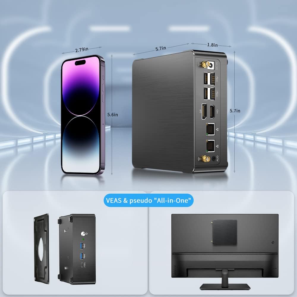 Mini PC i9-12900H hasta 5.0GHz, Mini computadoras de escritorio Windows 11 Pro (TPM2.0), 32G RAM 1T Pcie 4.0 SSD, pantalla triple DPHDMITipo-C, WiFi