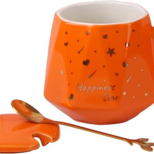 Bonito juego de tazas de café, tazas de café de cerámica con tapas, cuchara dorada y caja de regalo, regalo para mujeres, hombres, amigos, hermanas. Bonito juego de tazas de café, tazas de café de cerámica con tapas, cuchara dorada y caja de regalo, regalo para mujeres, hombres, amigos, hermanas.