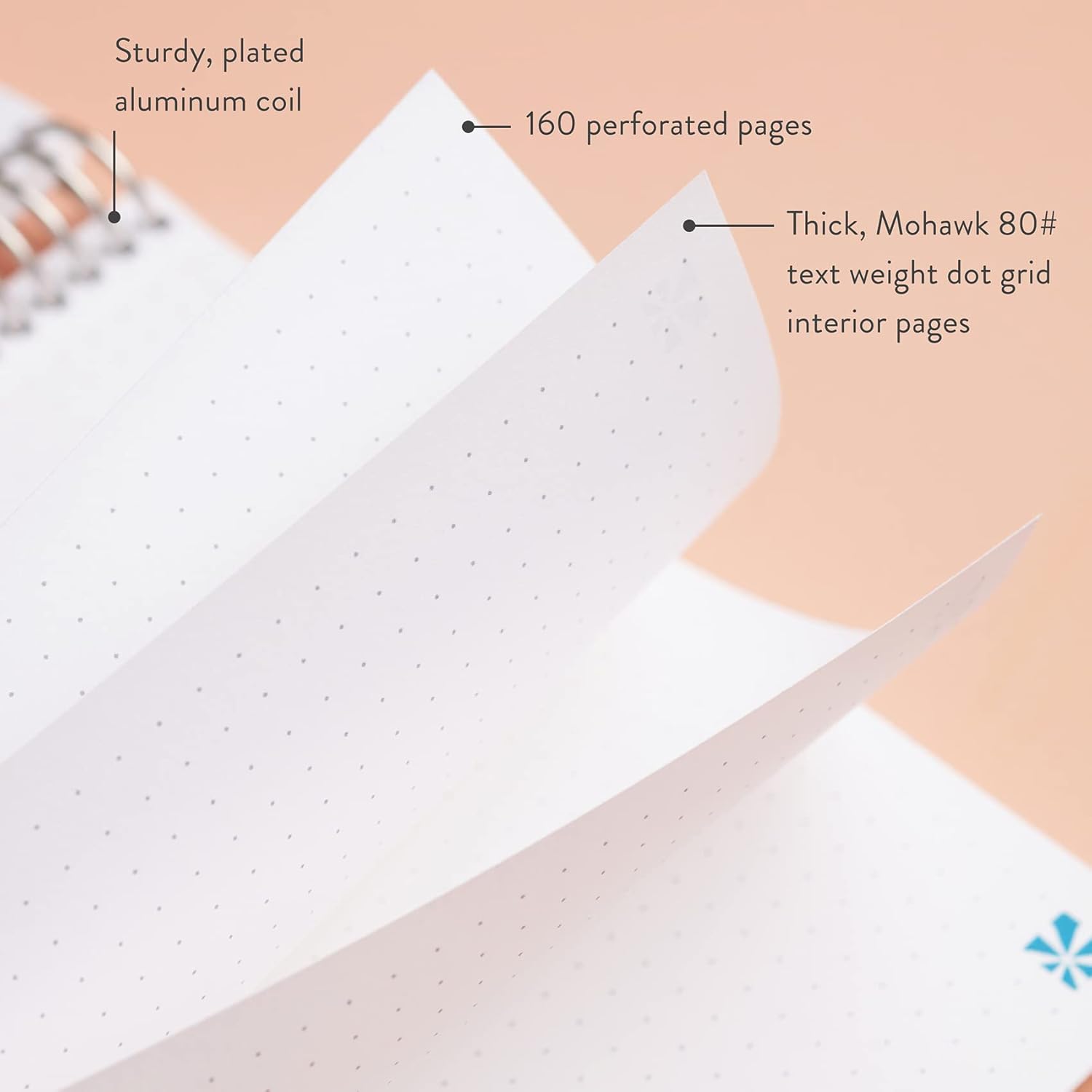 Erin Condren Cuaderno de cuadrícula de puntos encuadernados en espiral de 7 x 9 pulgadas, círculos abstractos, cuadrícula de 160 puntos, cuaderno
