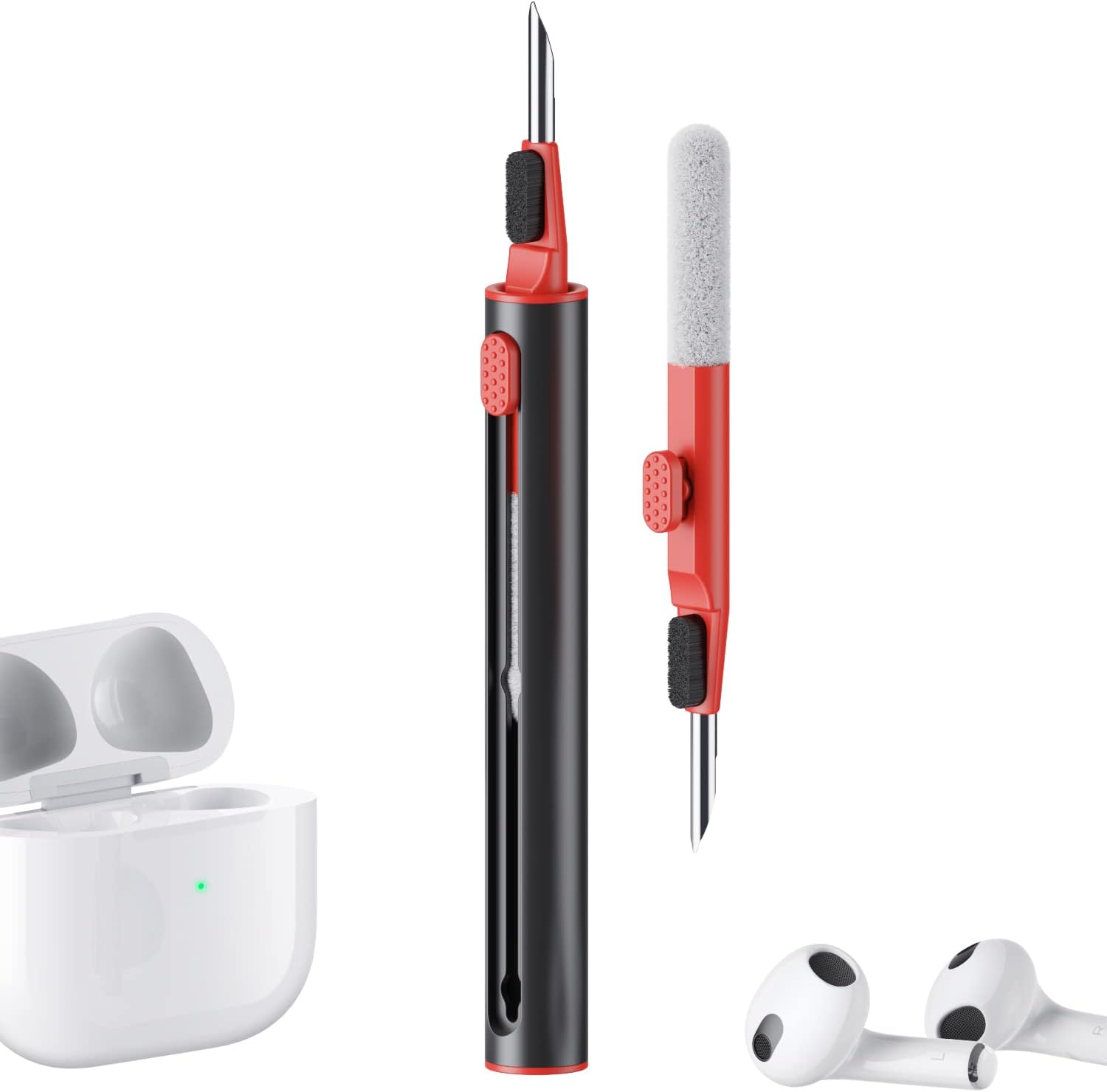 Aijeff Kit limpiador para Airpods Pro 1 2 3 pluma de limpieza multifunción con cepillo suave esponja flocado para auriculares Bluetooth,
