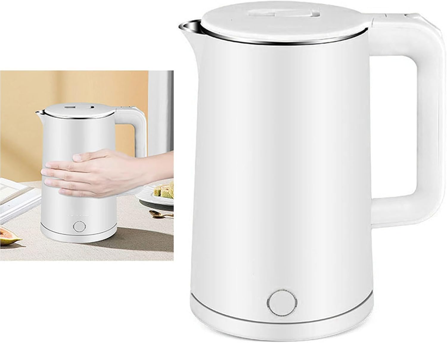 Tetera de calentamiento rápido, 4 de protección de seguridad, 2.3L, hervidor eléctrico de acero inoxidable, doble capa, antiesclado, apagado