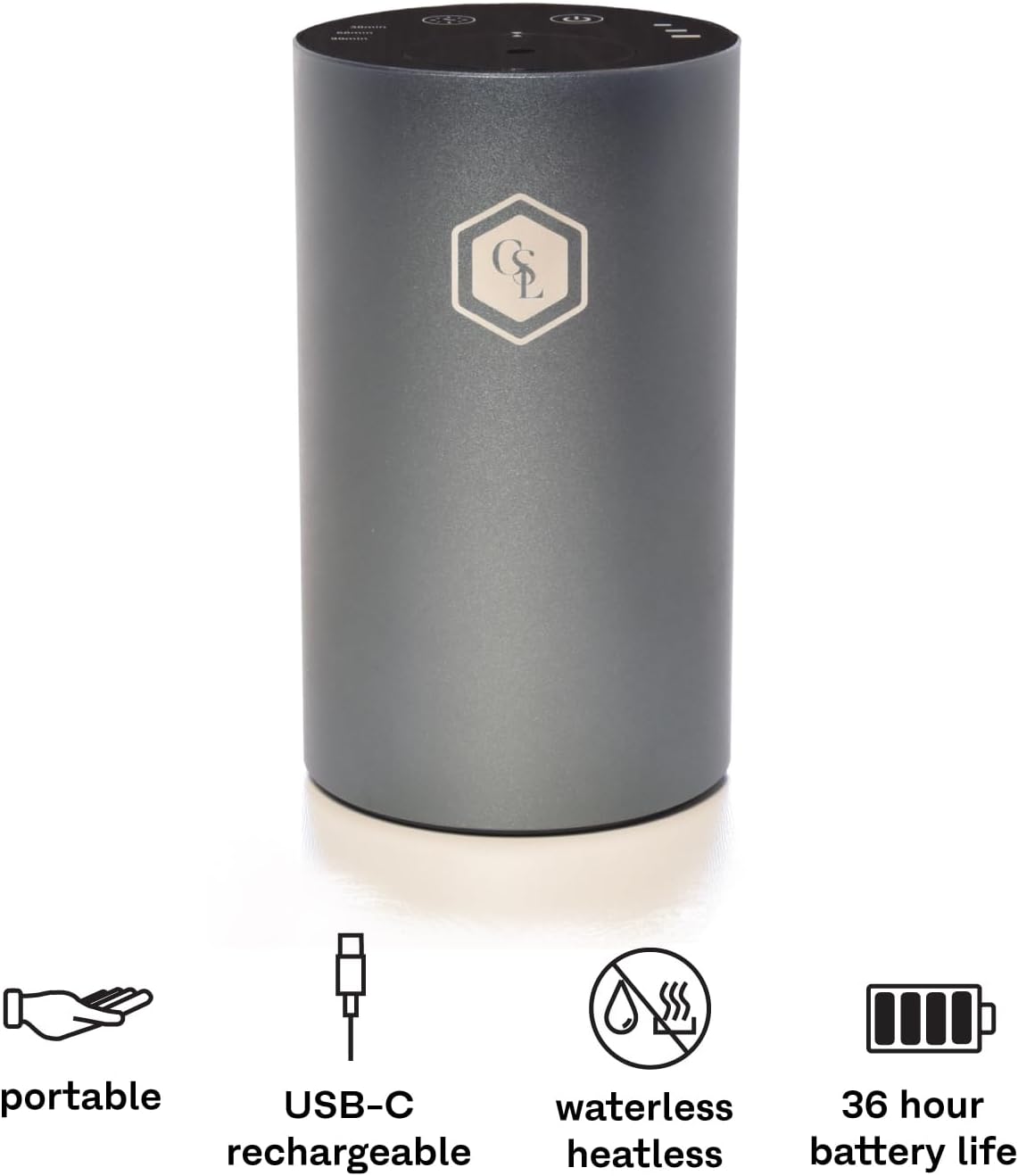 Nuevo valor especial difusor sin agua de CandaScent Labs + aceites esenciales para relajar portátil y recargable por USB, 3 intensidades y 4 ajustes