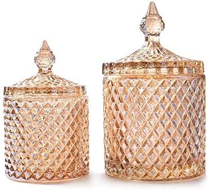 Home – Juego básico de organización de almacenamiento de alimentos, tarro facetado de diamante de cristal con tapa de cristal, adecuado como plato