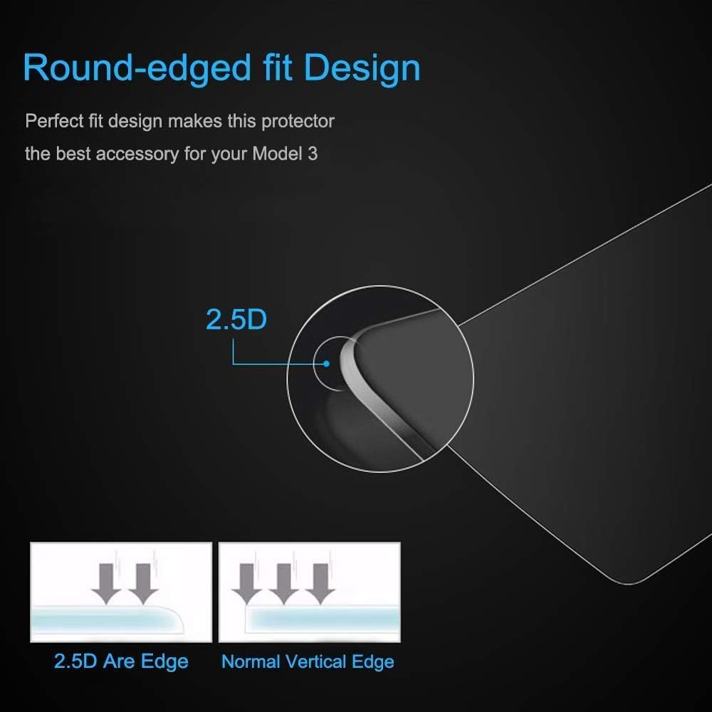 LOOLZVELILOAP GlasTR EZ FIT – Protector de pantalla de vidrio templado diseñado para Tesla Model 3  Y, cristal transparente