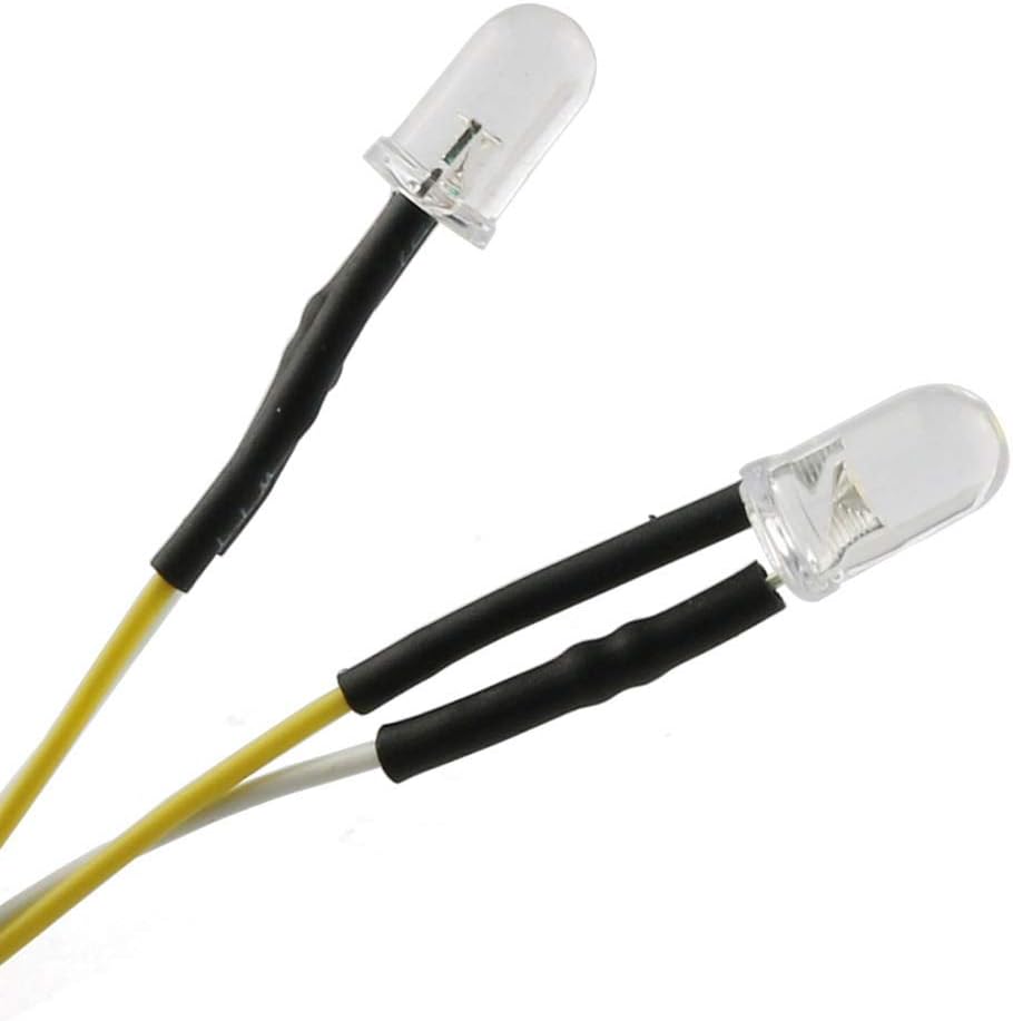 E-outstanding Paquete de 30 diodos LED precableados de 7.9 in 0.197 in CC 12 V diodos emisores de luz precableados para decoración del hogar, blanco
