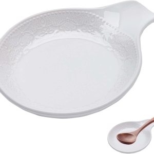 FE FUN ELEME – Soporte para cucharas de cerámica para encimera de cocina, soporte de cuchara grande de encaje en relieve para estufa, soporte de FE FUN ELEME – Soporte para cucharas de cerámica para encimera de cocina, soporte de cuchara grande de encaje en relieve para estufa, soporte de