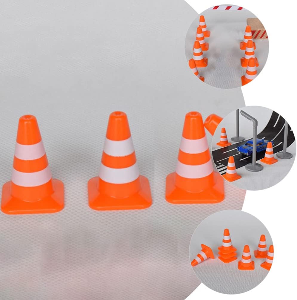 Toddmomy Mini conos de tráfico, 7 unidades, pequeños conos de construcción, mini conos de tráfico de plástico, pequeños conos de tráfico, señales de