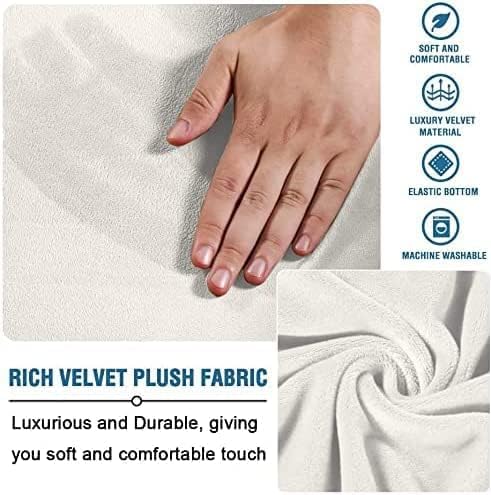 ADPON Funda otomana de felpa de terciopelo, funda otomana redonda súper elástica, lavable, protector de muebles para sala de estar (tamaño mediano,
