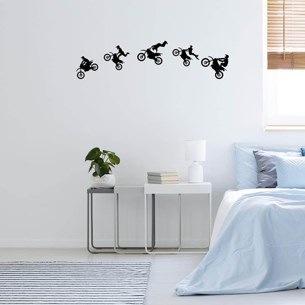 LZYMSZ Calcomanía de pared para bicicleta, 62.9 x 15.7 pulgadas, vinilo para ciclismo de montaña, mural de silueta de bicicleta de deportes extremos