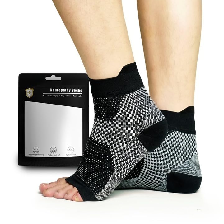 Qauxbul Calcetines de compresión para fascitis plantar para mujeres y hombres, calcetines de neuropatía tobillera, mangas de tobillo comprex calman