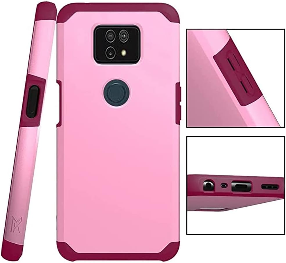 TJS Funda compatible con AT&T Maestro Max, funda Cricket Ovation 2 (2 versión), funda híbrida de doble capa a prueba de golpes, protección contra