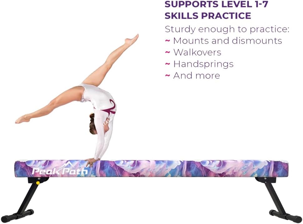 Haz de equilibrio de gimnasia ajustable y plegable de 8 pies, equipo de gimnasio en casa, fácil montaje y almacenamiento, no requiere herramientas,