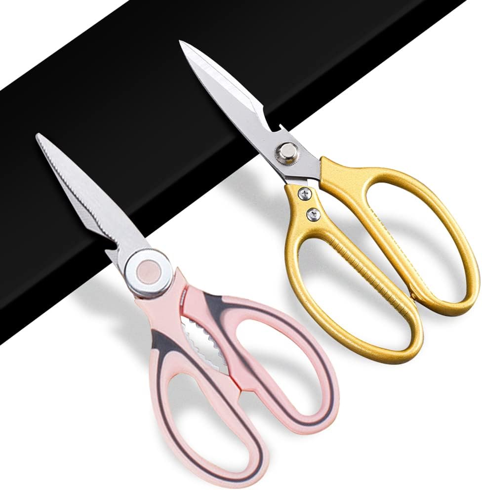 Tijeras de cocina, tijeras de cocina multiusos de acero inoxidable, afiladas, juego de 2 tijeras de cocina resistentes, tijeras de cocina para