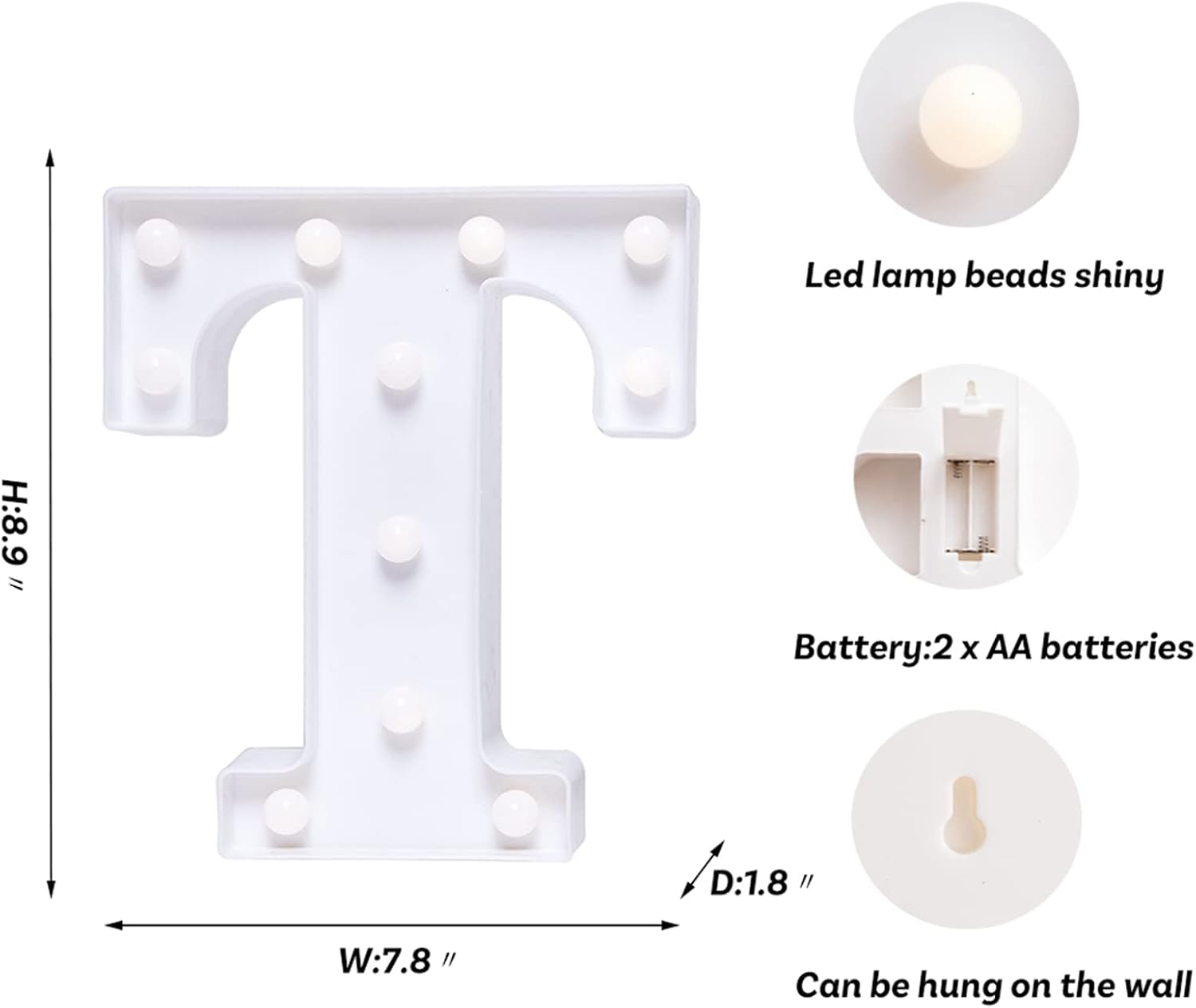 Foaky 26letras del alfabeto con luces LED, letras que se iluminan, luces de noche, para bodas, fiestas de cumpleaños, funcionan con baterías, luz