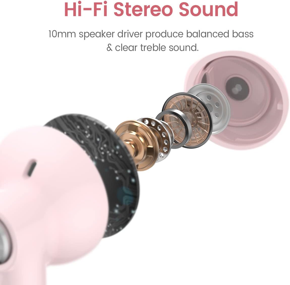 Auriculares inalámbricos con Bluetooth 5.3 con sonido estéreo de 35 horas de reproducción, estuche de carga inalámbrica y pantalla de alimentación,