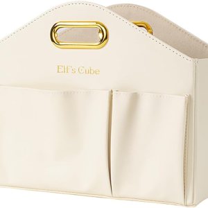 Elf’s Cube Almacenamiento de revistas blanco, revistero de cuero plegable, soporte para revistas con asas, cesta de almacenamiento multifunción para Elf’s Cube Almacenamiento de revistas blanco, revistero de cuero plegable, soporte para revistas con asas, cesta de almacenamiento multifunción para