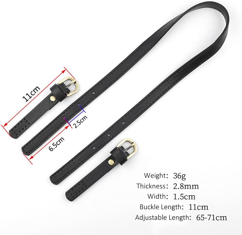 2 asas de cuero sintético para bolso, correa de hombro de cuero ajustable, correa de hombro de cuero negro, repuesto para bolso cruzado, Negro –