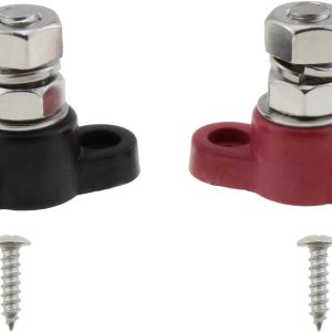 Terminal de batería de 2 piezas, poste de batería resistente, 38, solo perno de acero inoxidable rojo y negro, bloque de cable de alimentación y Terminal de batería de 2 piezas, poste de batería resistente, 38, solo perno de acero inoxidable rojo y negro, bloque de cable de alimentación y