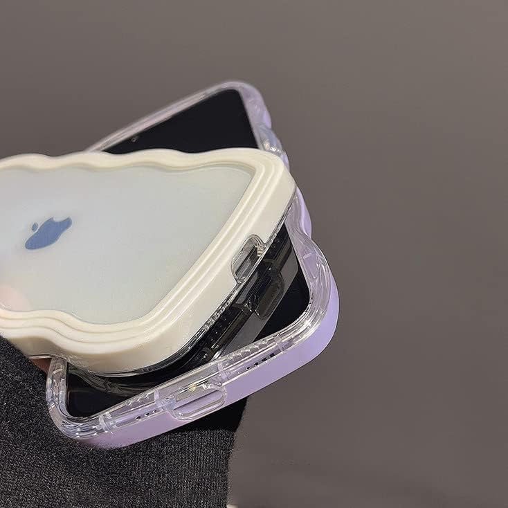 Funda con marco ondulado rizado para iPhone 15 Pro Max de 6.7 pulgadas, bonito patrón de forma de onda 2 en 1, a prueba de golpes, transparente,