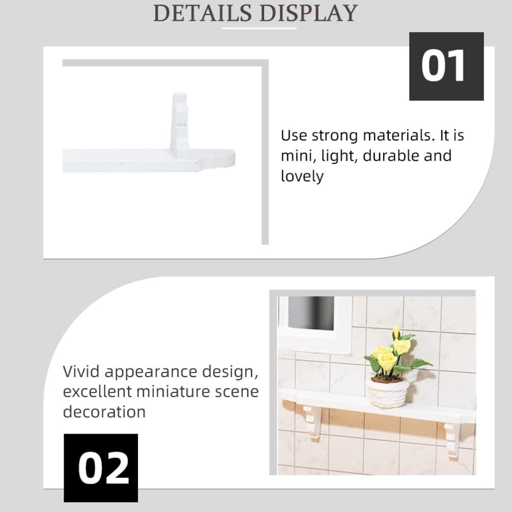 Ipetboom 2 estantes de pared para casa de muñecas, estantes de madera en miniatura, 1 12 escalas diminutas de madera blanca para decoración de