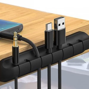 Soporte de gestión de cables de escritorio con 7 agujeros simple multifuncional adecuado para escritorio o mesita de noche Soporte de gestión de cables de escritorio con 7 agujeros simple multifuncional adecuado para escritorio o mesita de noche