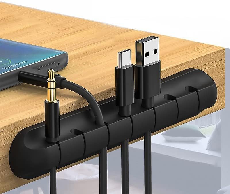 Soporte de gestión de cables de escritorio con 7 agujeros simple multifuncional adecuado para escritorio o mesita de noche