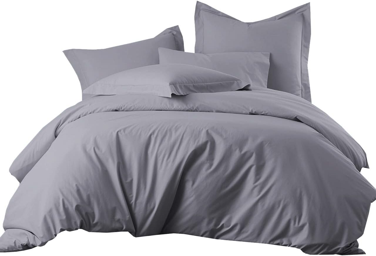 Royal Hotel Bedding Fundas de edredón de mezcla de algodón tamaño Queen, sin arrugas, suaves, frescas y transpirables, juego de funda de edredón de