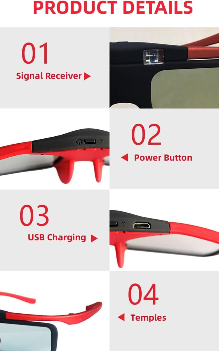 ylymes YLY300M-4-144HZ DLP Link – Gafas 3D recargables con obturador activo para proyectores BENQ, OPTOMA, DELL, ACER, VIEWSONIC DLP, no se pueden