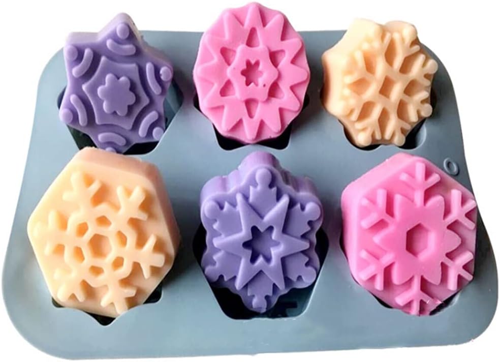 Molde de copo de nieve de silicona para hacer jabón hecho a mano DIY molde de yeso aromático moldes de silicona para velas