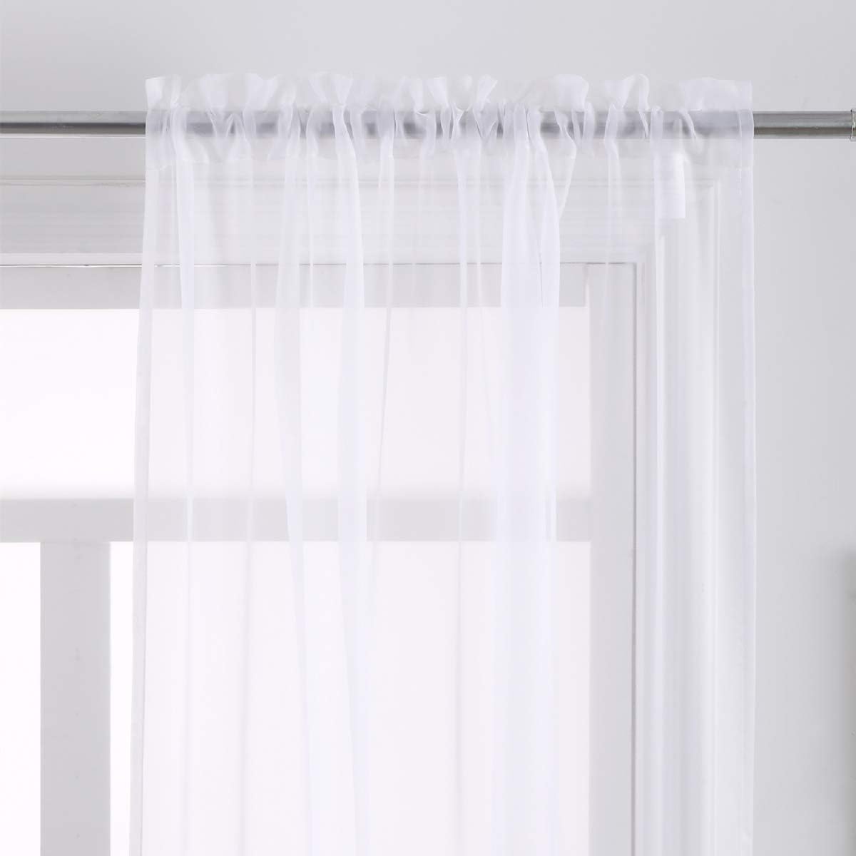 GYROHOME Cortina de gasa transparente con bolsillo para barra, filtro de luz solar, protege la privacidad de poliéster transparente para sala de