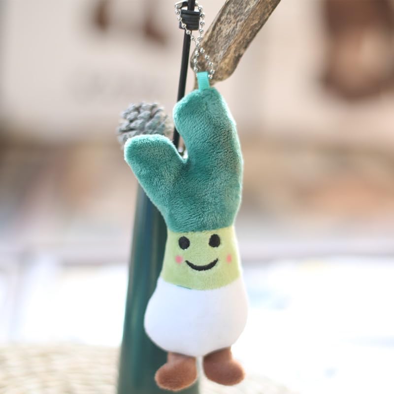 XICHEN 5 piezas de juguete de peluche vegetal decoración colgante llavero muñeca pequeña (colbrócolimaízcebolletabrotes de bambú)