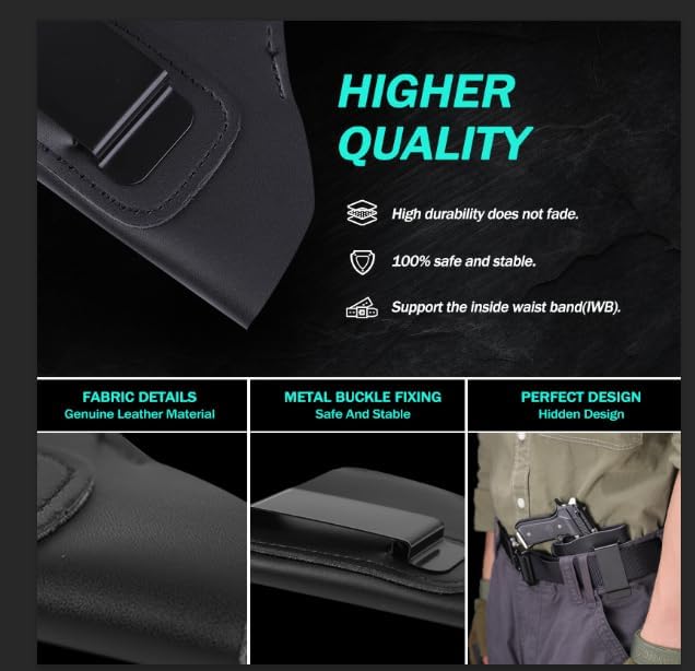 CyberDyer Ultimate IWB Funda de piel para mano derecha para cinturones se adapta a la mayoría de partes J Frame 38 Revólver Ruger LCR Smith y Wesson